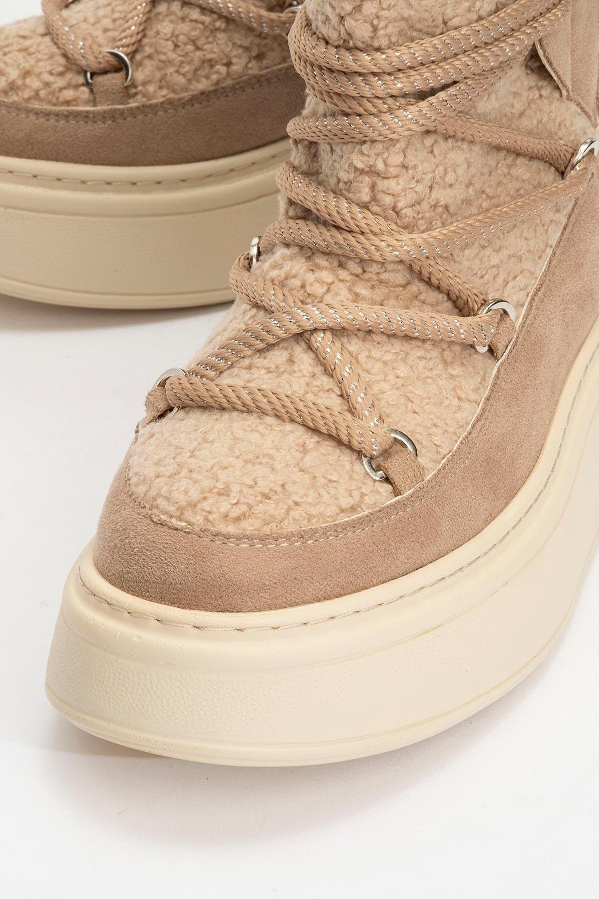 Dila Fur Lined Boot, Alternate, color, Dark Beige Faux Leather
