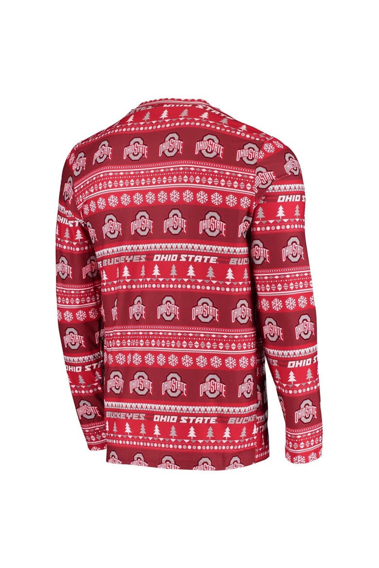 Men's Concepts Sport Scarlet Ohio State Buckeyes Ugly Sweater Knit Long Sleeve Top and Pant Set, Alternate, color, Scarlet