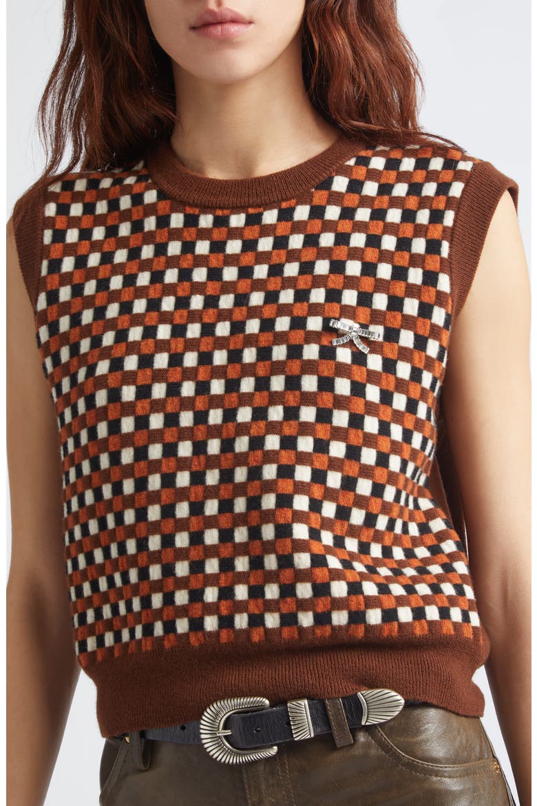 Journey Roby Sweater Vest, Alternate, color, BROWN/ BLACK/ ORANGE/ WHITE