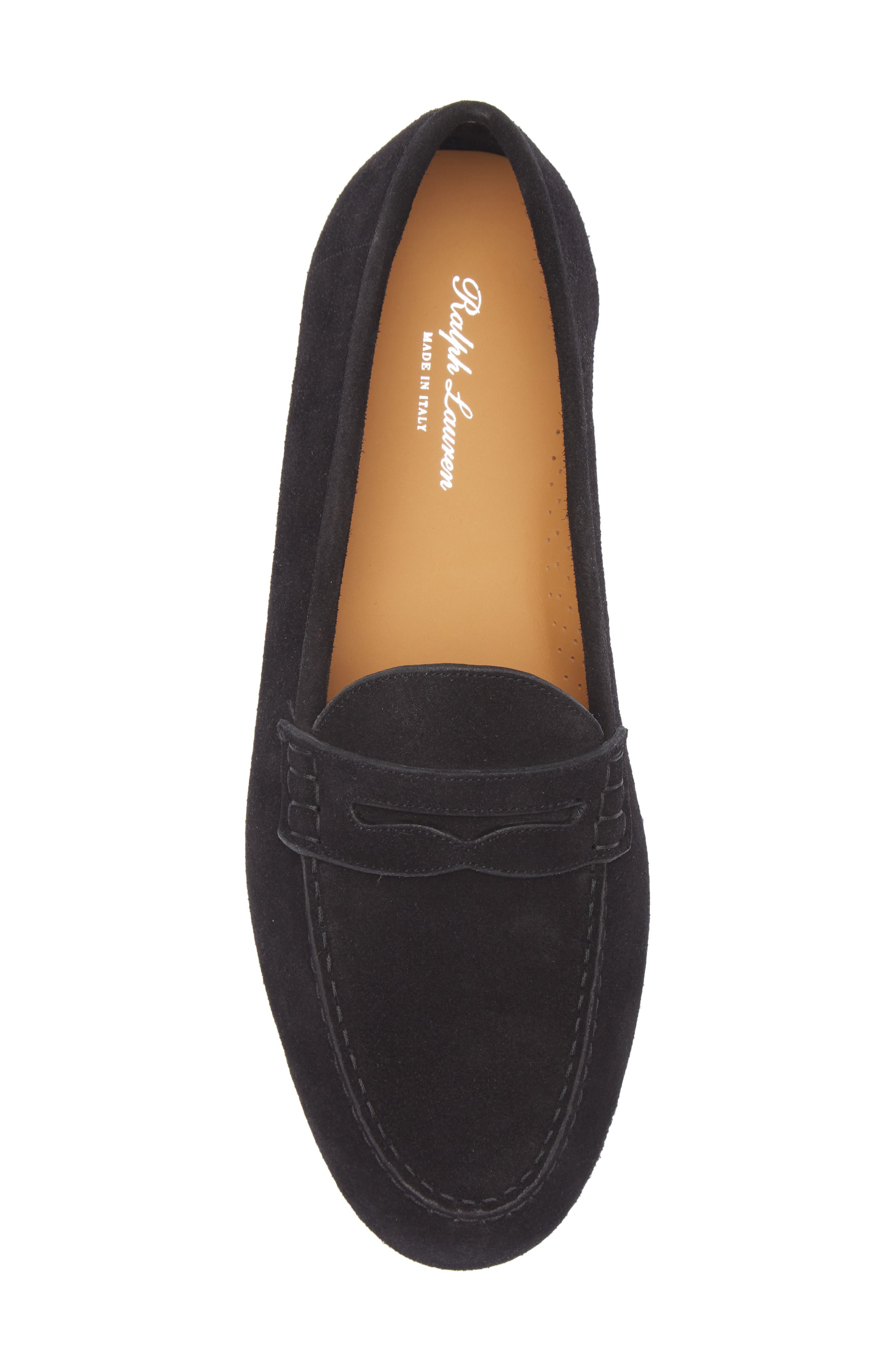 Ralph Lauren Purple Label Collins Suede Penny Loafer, Alternate, color, Black