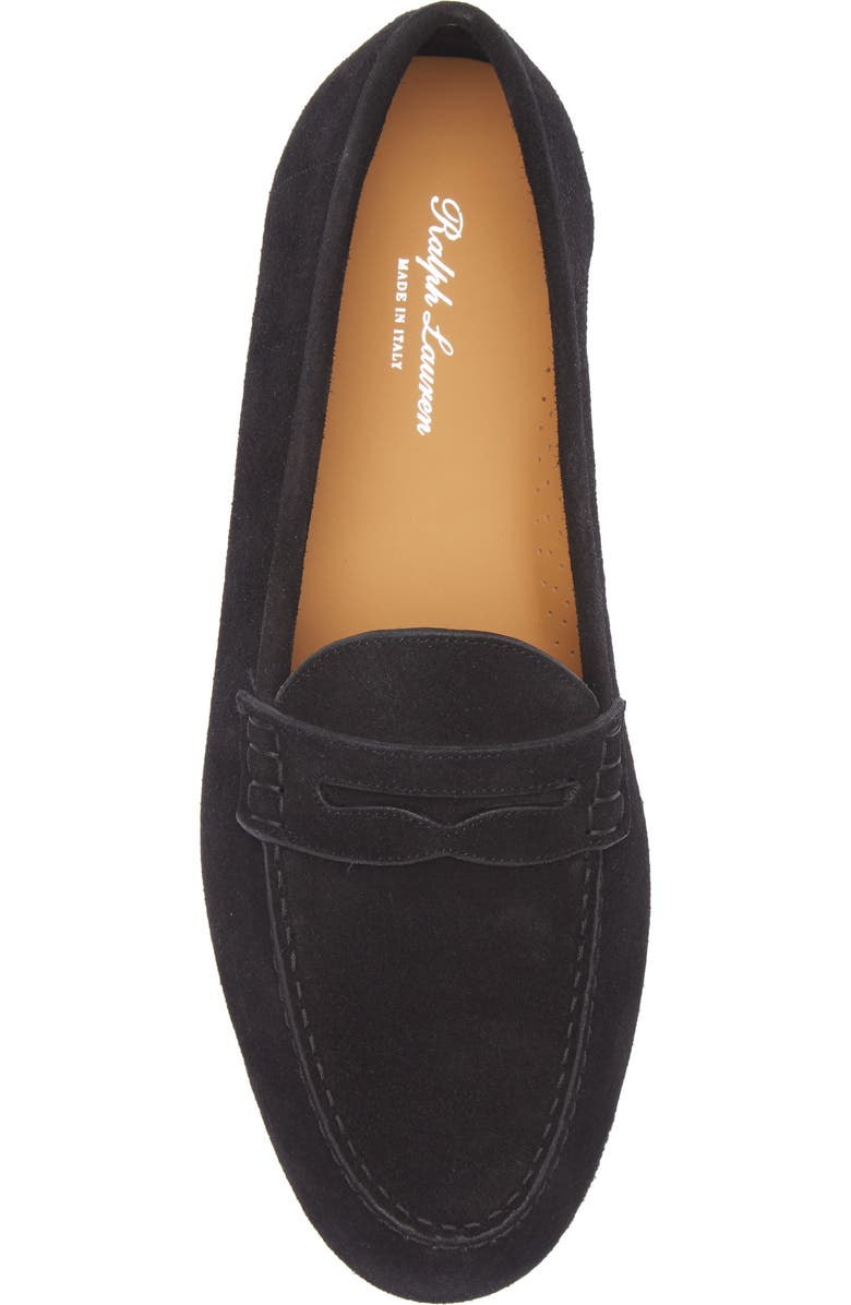 Ralph Lauren Purple Label Collins Suede Penny Loafer, Alternate, color, Black