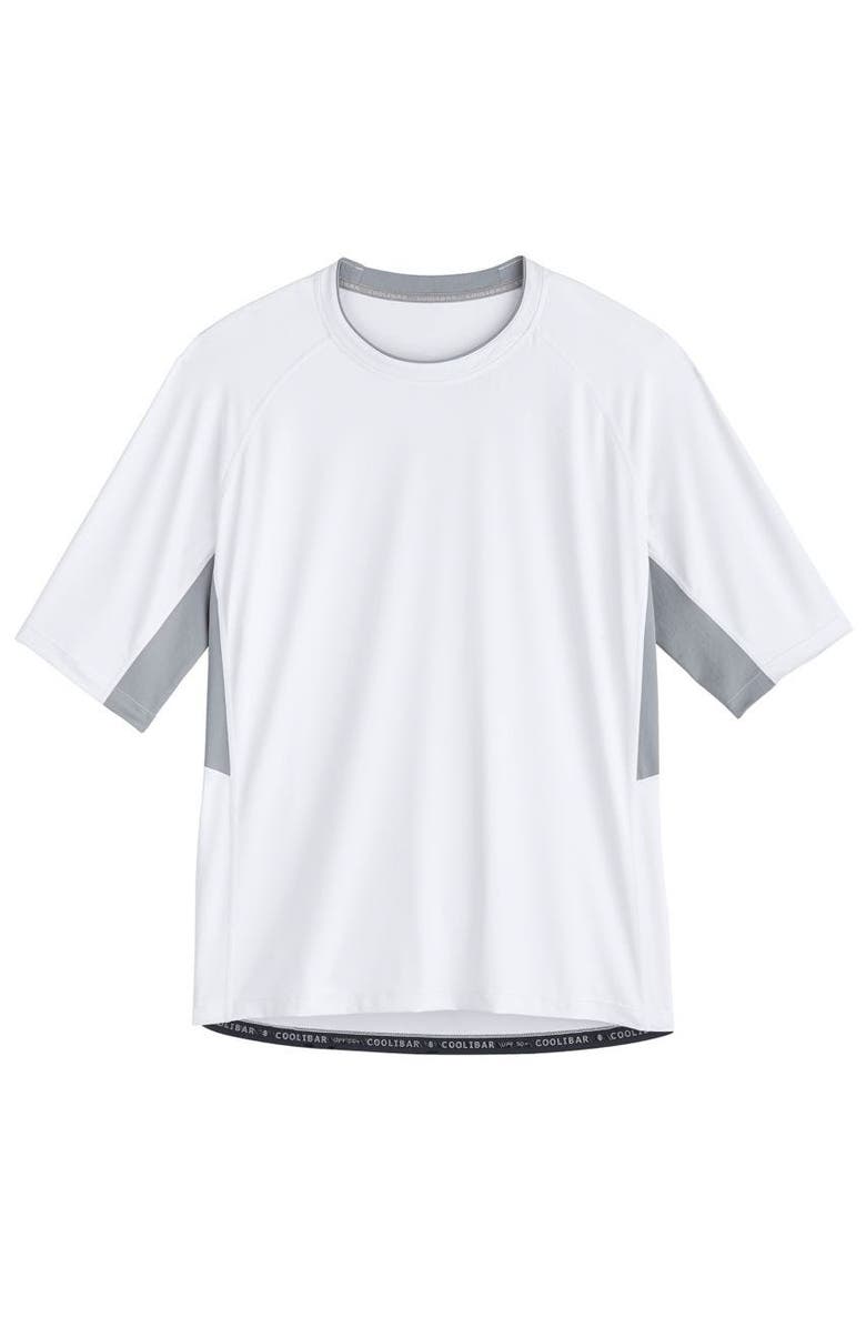 Coolibar Men's Ultimate Short Sleeve Rash Guard, UPF 50+ Sun Protection, Alternate, color, White