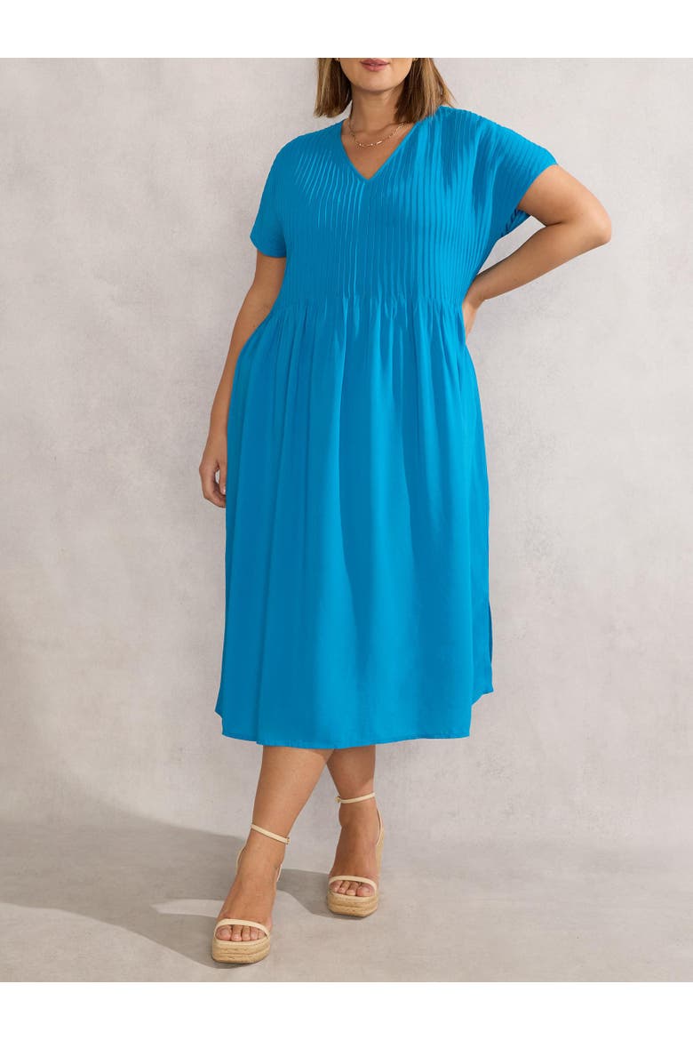 Pintuck Midi Dress, Alternate, color, Blue