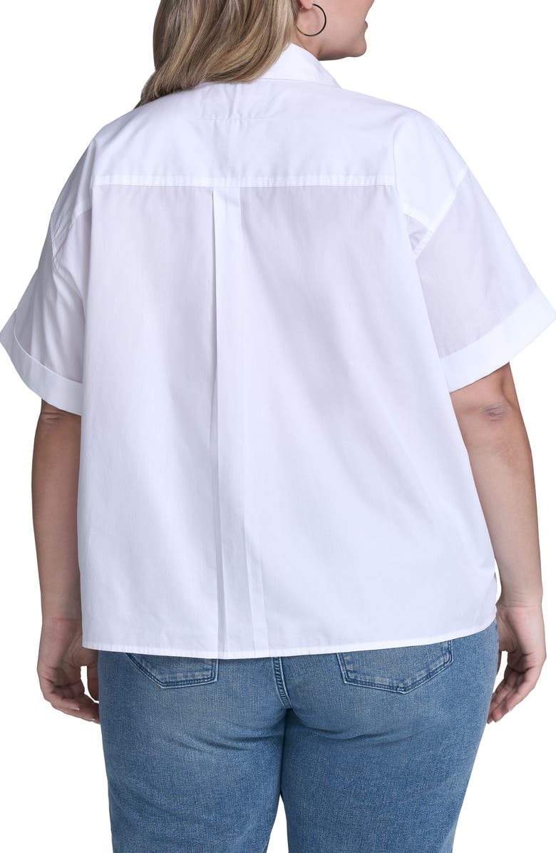 KARL LAGERFELD PARIS Paris Scene Cotton Poplin Button-Up Shirt, Alternate, color, White