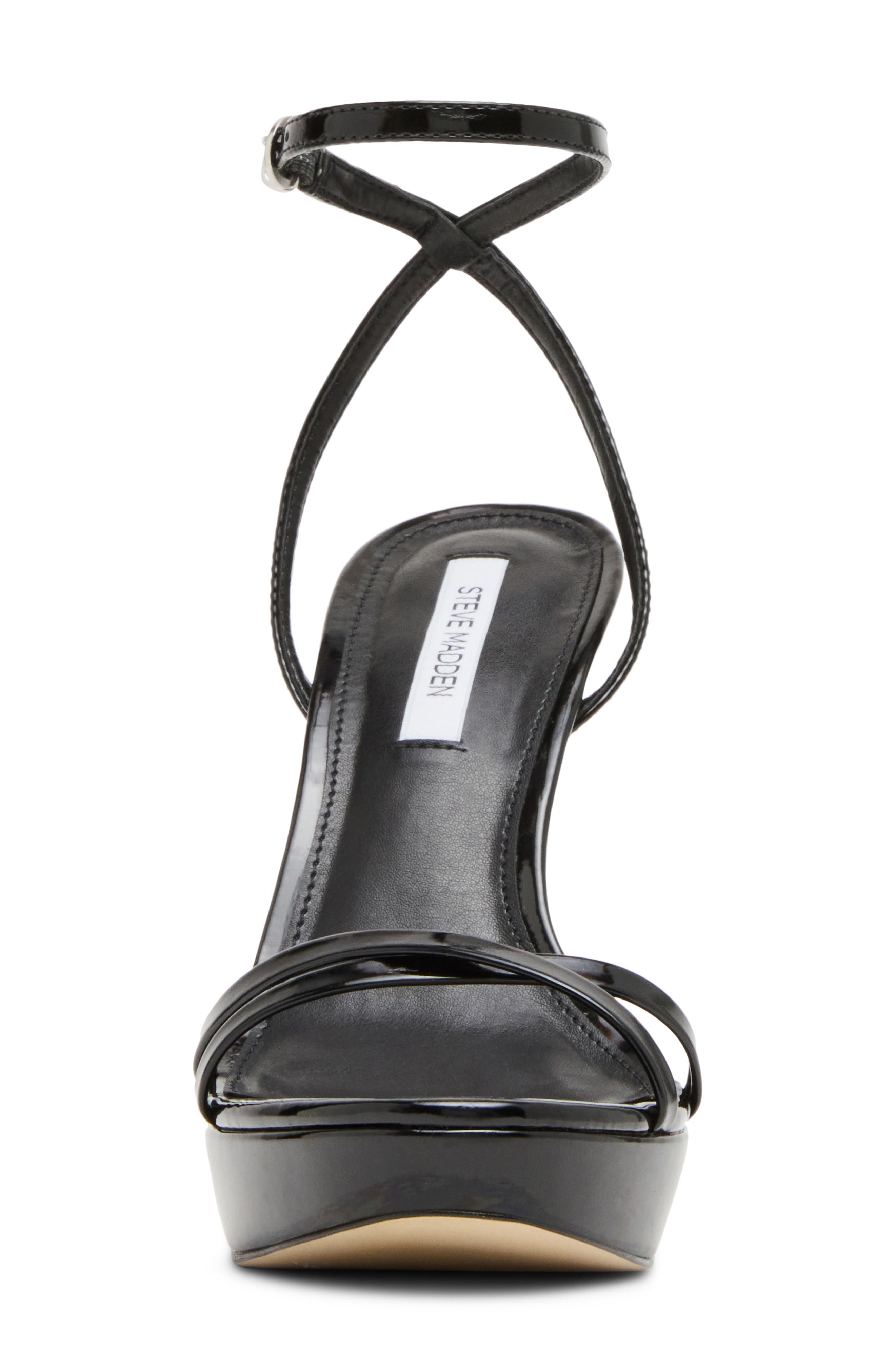 Steve Madden Juni Ankle Strap Platform Stiletto Sandal, Alternate, color, Black Patent