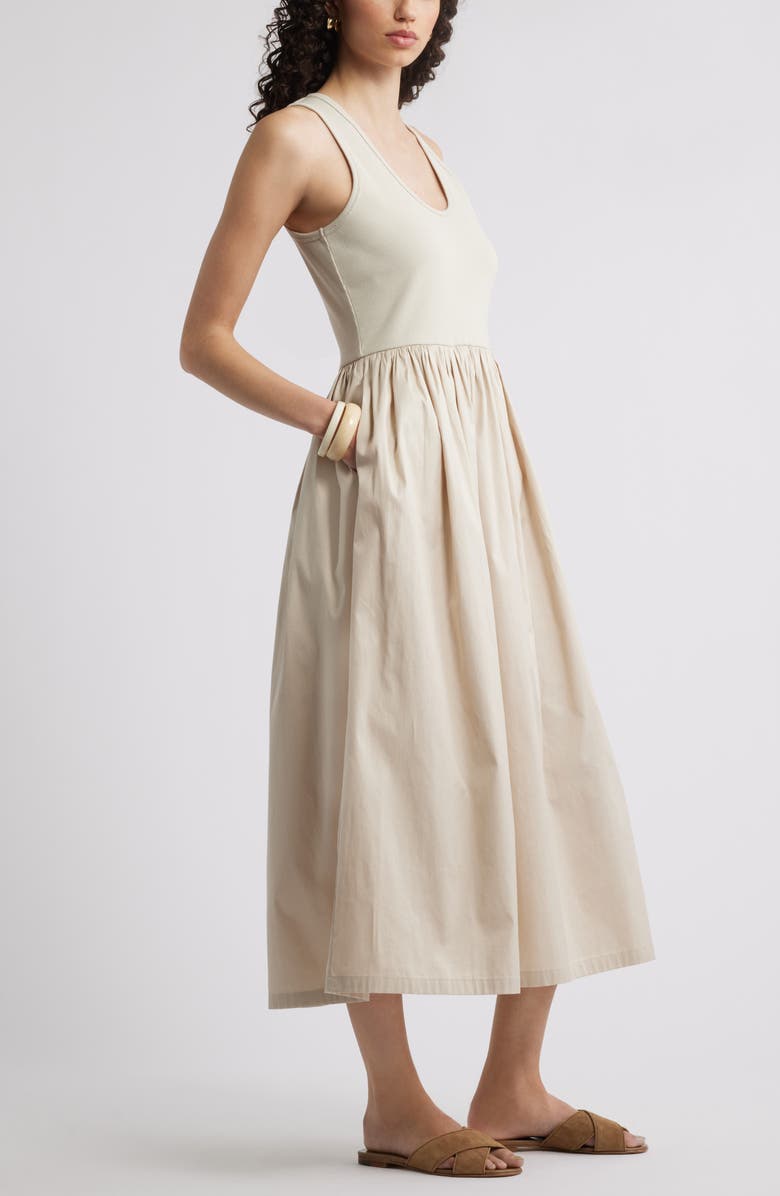 Nordstrom Mixed Media Stretch Cotton Tank Maxi Dress, Alternate, color, Beige Scroll