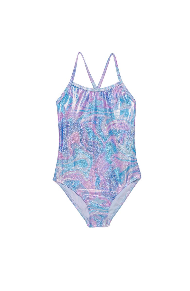 Gottex Kids Marble Sparkle Criss Cross Back One Piece, Main, color, Multi-Pink