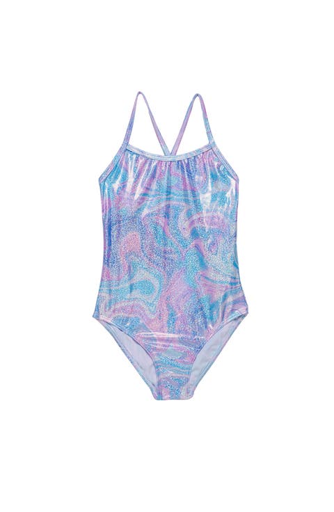 Marble Sparkle Criss Cross Back One Piece