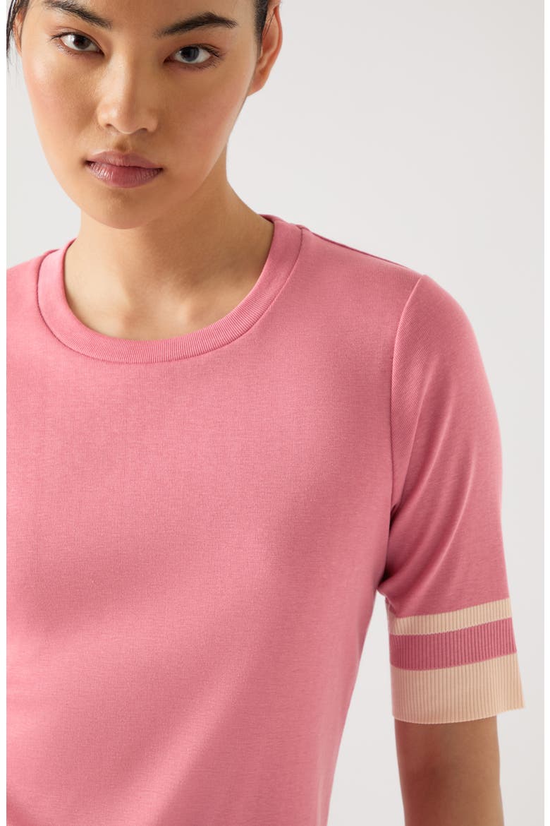 Micha Stripe Short Sleeve Sweater, Alternate, color, PINK