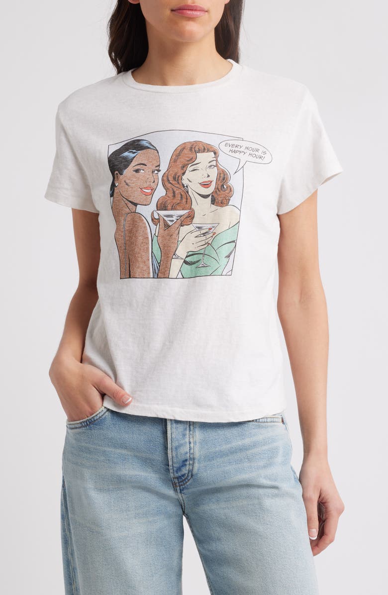 Re/Done Classic Happy Hour Graphic T-Shirt, Main, color, Vintage White