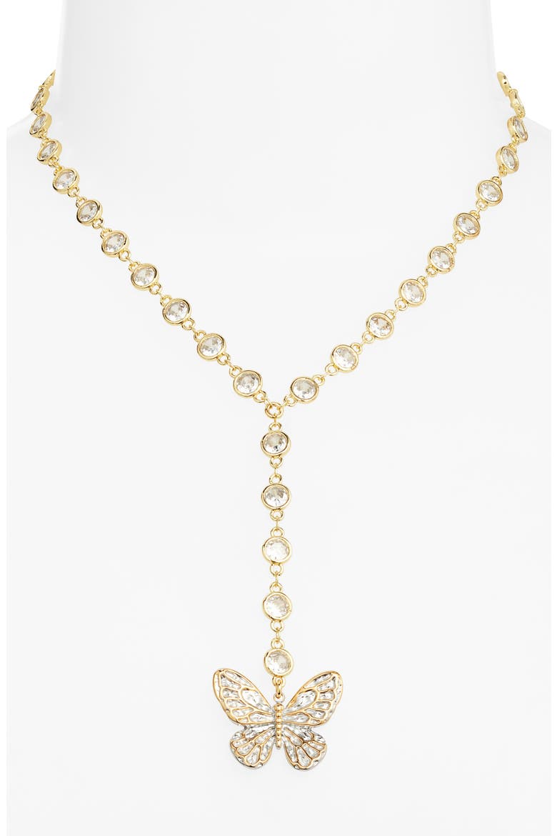 Duotone Butterfly Pendant Y Necklace, Alternate, color, GOLD