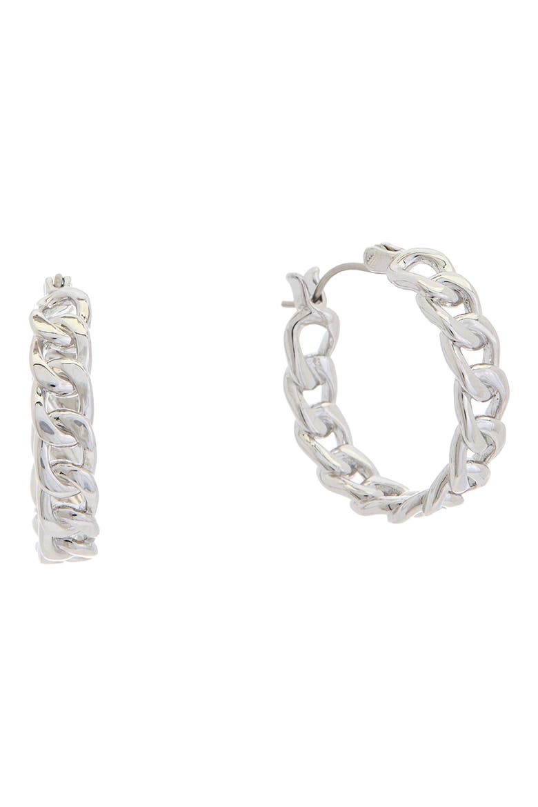 Curb Chain Hoop Earrings, Main, color, SILVER