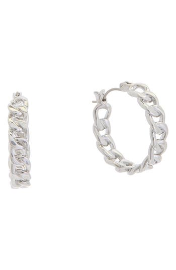 Juvell Curb Chain Hoop Earrings In Silver