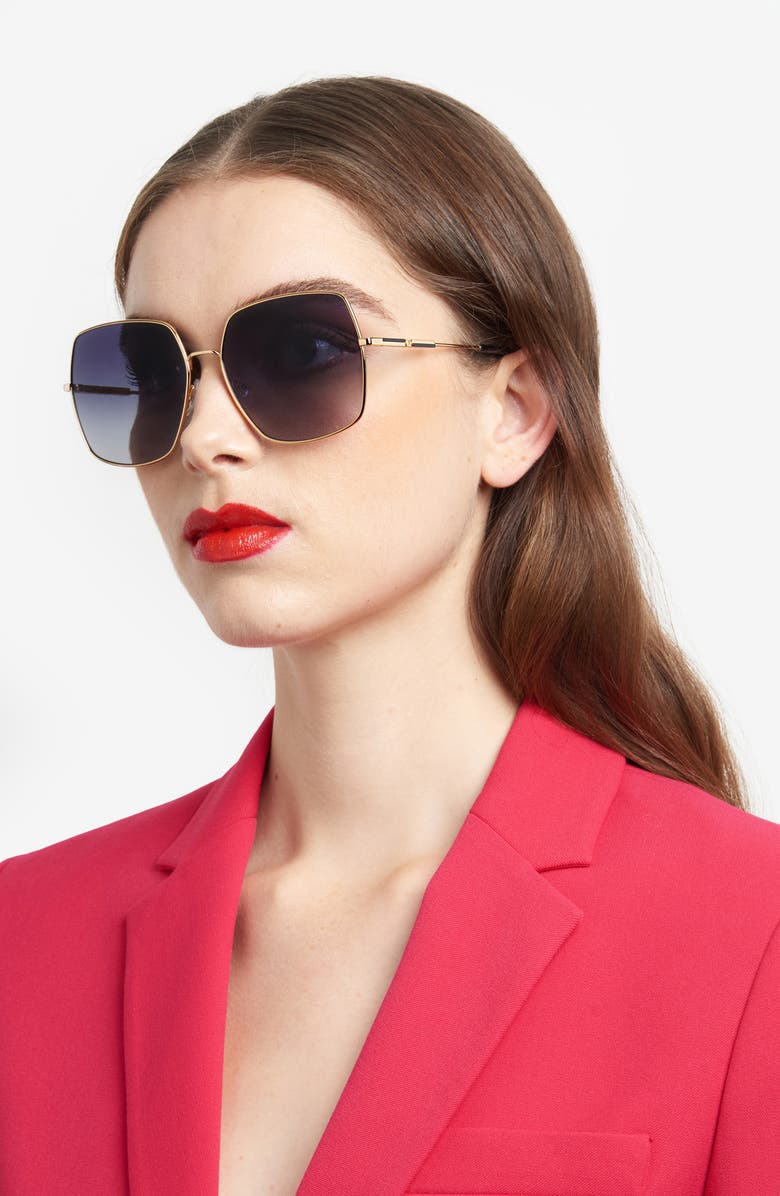 Carolina Herrera 60mm Gradient Square Sunglasses, Alternate, color, Rose Gold