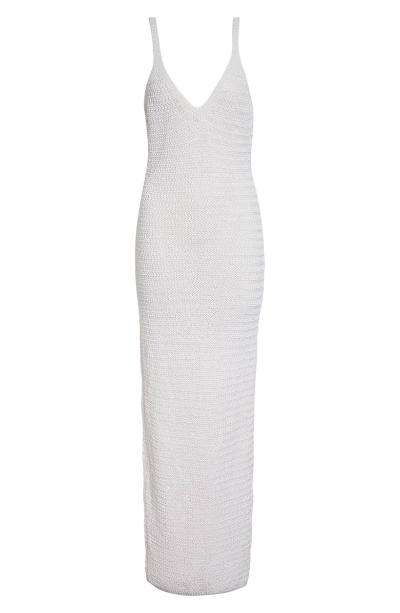 Balmain Dentelle V-Neck Sweater Dress, Main, color, 0Ka Natural