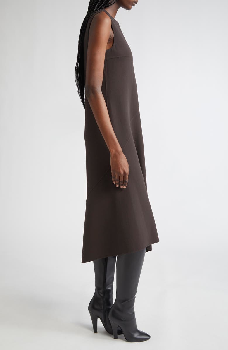 Michael Kors Collection Asymmetric Sleeveless Wool Stretch Crepe Shift Dress, Alternate, color, Chocolate