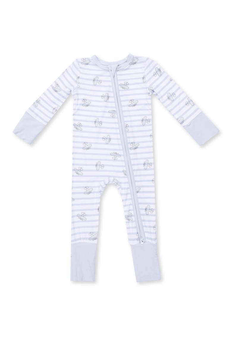 Kids' Airplane Striped Convertible Romper, Main, color, BLUE WHITE