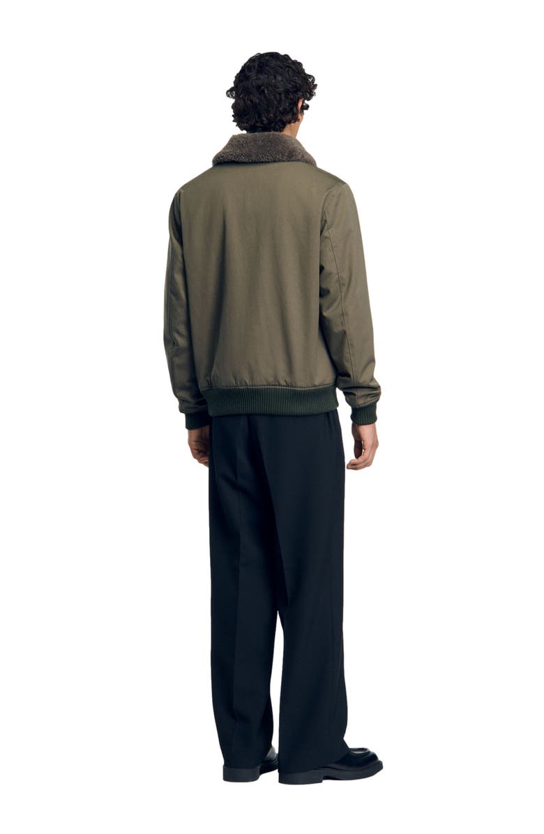 SANDRO Fur collar jacket, Alternate, color, 