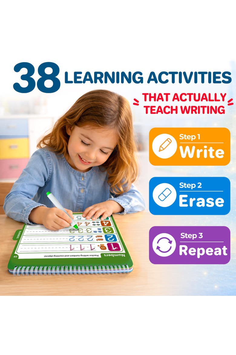 Tracing Activity Books for Kids - Dry Erase Practice Books with Markers, Alternate, color, White
