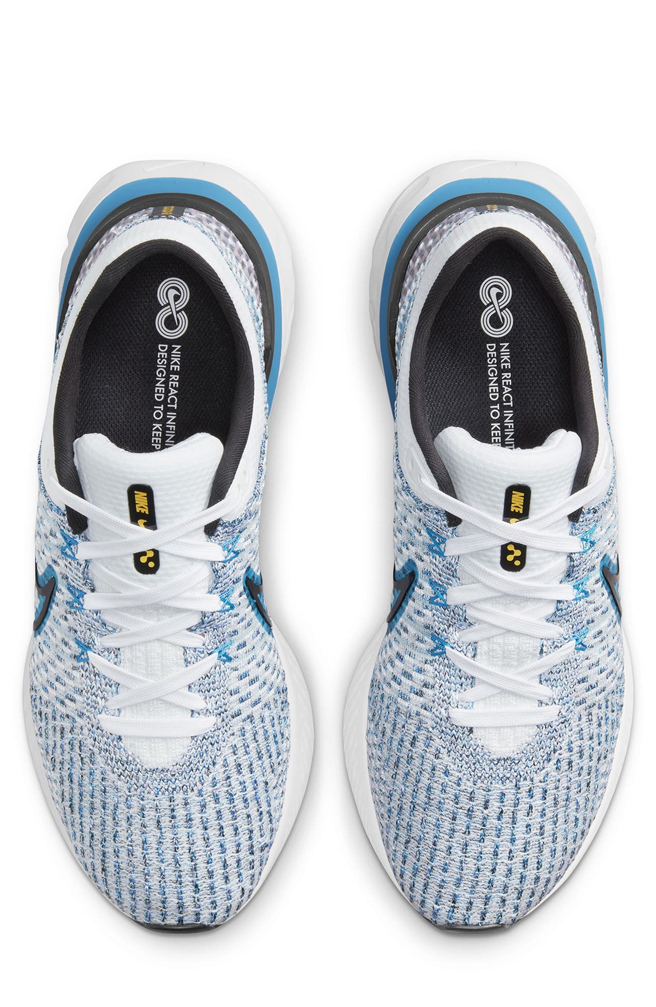 React Infinity Run Flyknit 3 Running Shoe, Alternate, color, WHITE/ BLACK/ BLUE ORBIT