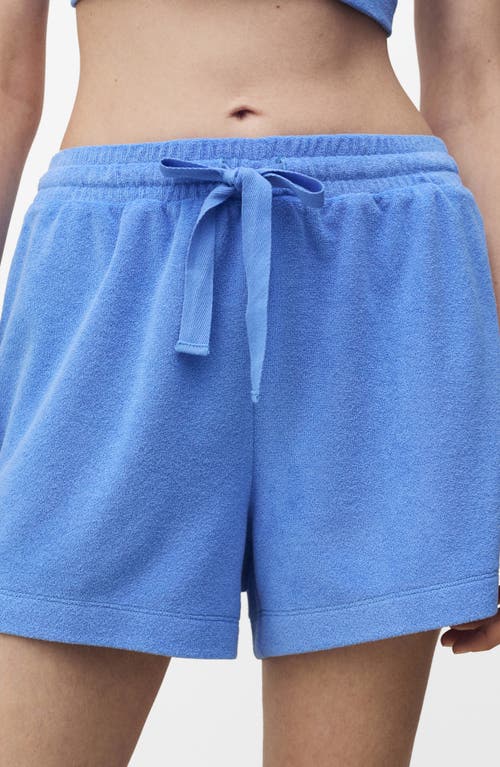 Mango Cotton Blend Terry Shorts In Blue