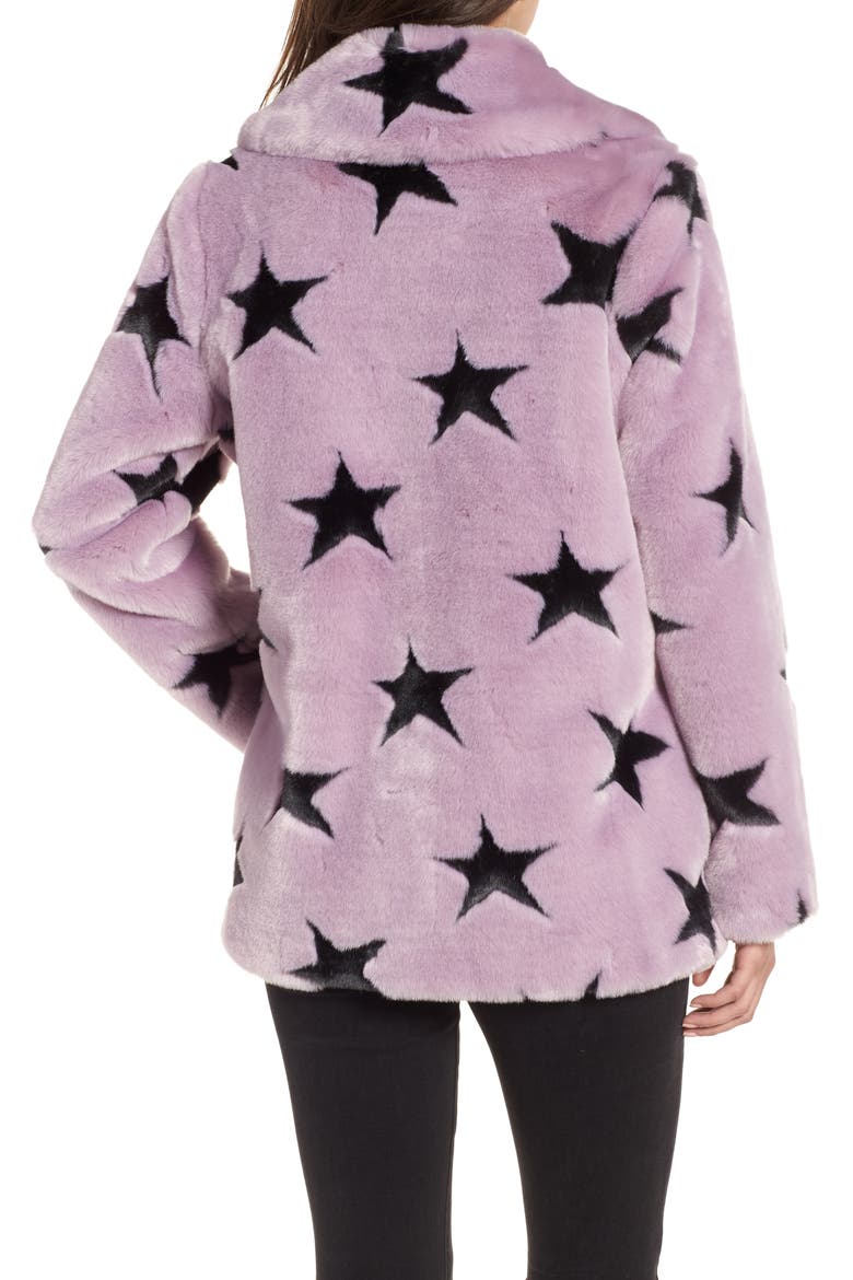 Faux Fur Swing Coat, Alternate, color, LAVENDER/ GREYDNU