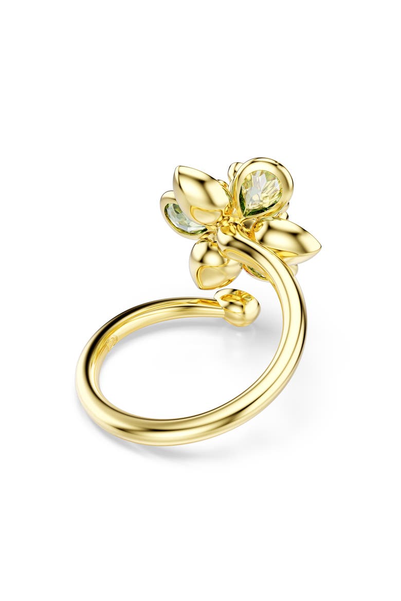 Idyllia Crystal Flower Bypass Ring, Alternate, color, GREEN