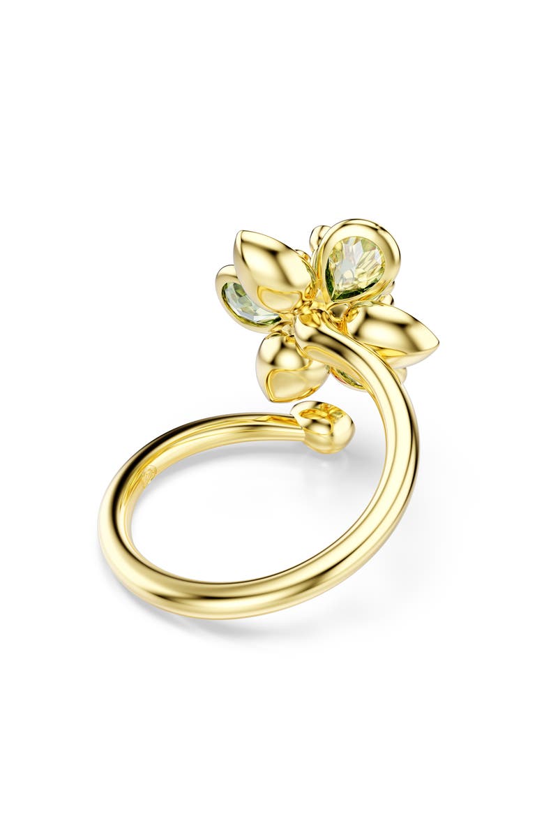 Swarovski Idyllia Crystal Flower Bypass Ring, Alternate, color, Green