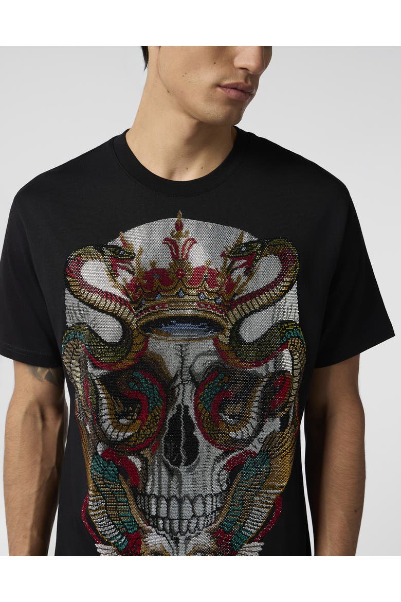 Round Neck T-Shirt Snake King Stones Men, Alternate, color, black