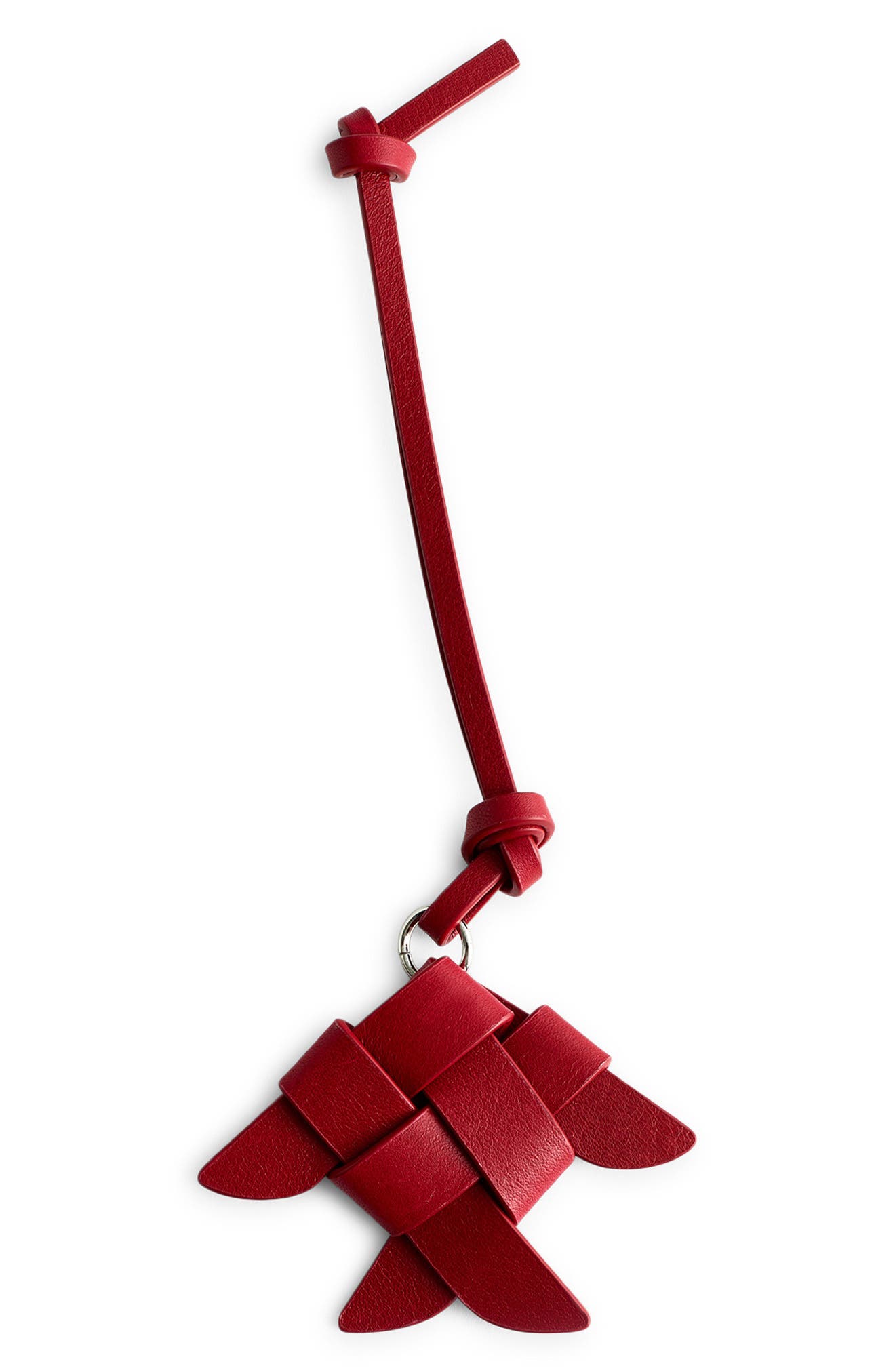 Madewell Woven Fish Leather Bag Charm, Main, color, Scarlet