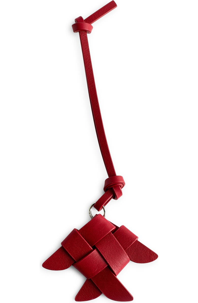 Madewell Woven Fish Leather Bag Charm, Main, color, Scarlet