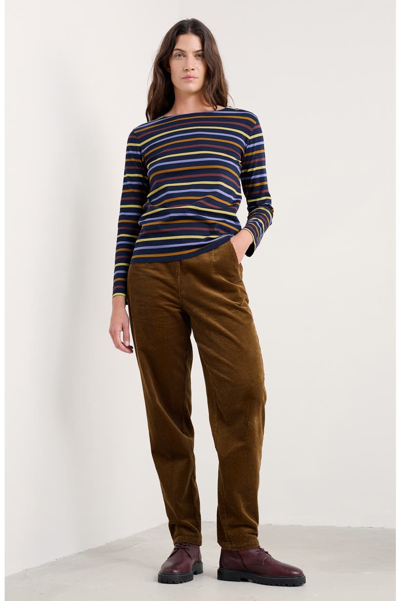 Sailor Stripe Organic Cotton Top, Alternate, color, QUAD BRETON BILBERRY