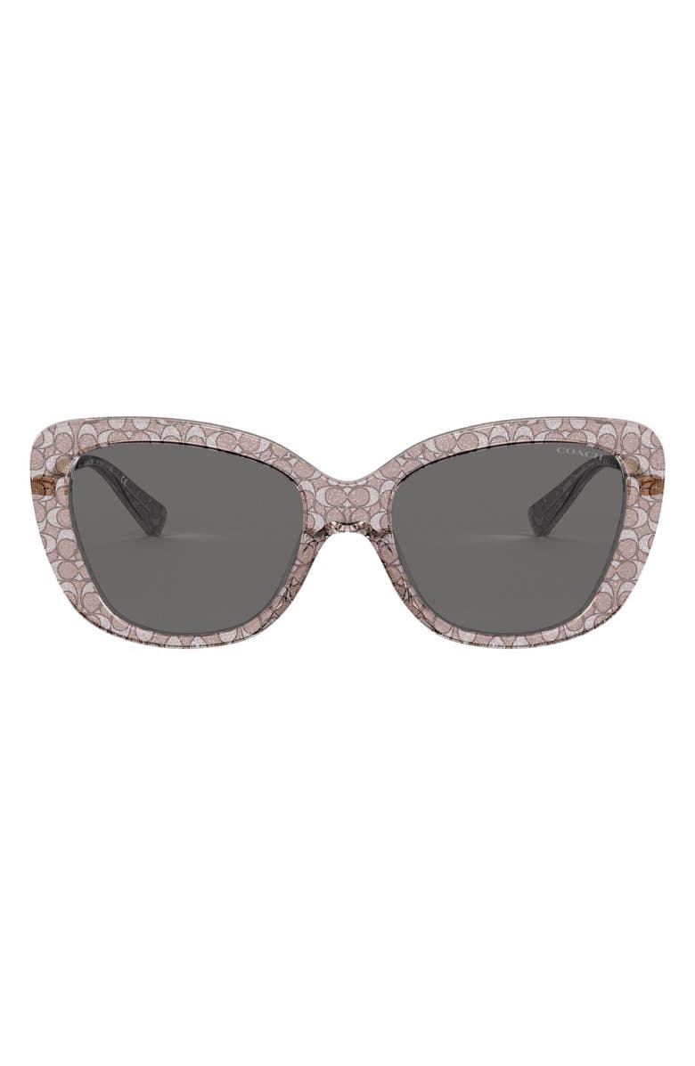COACH 54mm Cat Eye Sunglasses, Main, color, Transparen