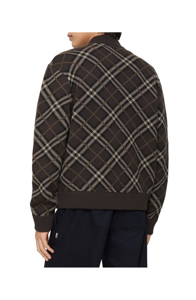 Burberry Check Wool Cashmere Bomber Jacket, Alternate, color, Truffle Brown
