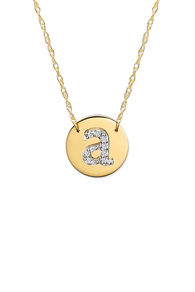 Diamond Initial Disc Pendant Necklace, Main, color, GOLD - A