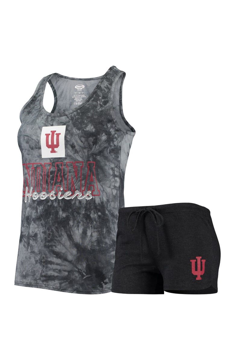 CONCEPTS SPORT Women's Concepts Sport Charcoal Indiana Hoosiers Billboard Tie-Dye Tank Top & Shorts Set, Main, color, 