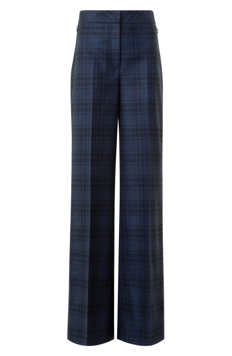 Akris Check Wool Flannel Pants, Alternate, color, Denim-Black