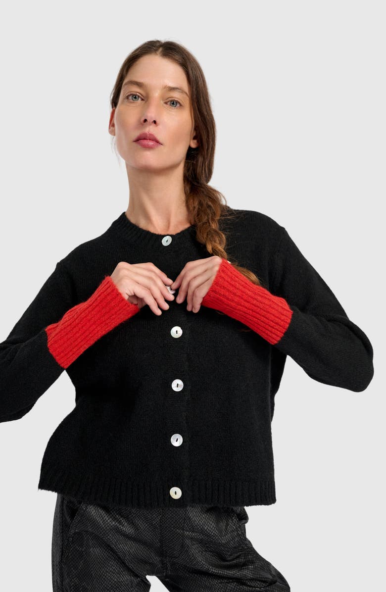 Alembika Blackbird Cardigan, Main, color, Black/Vermillion