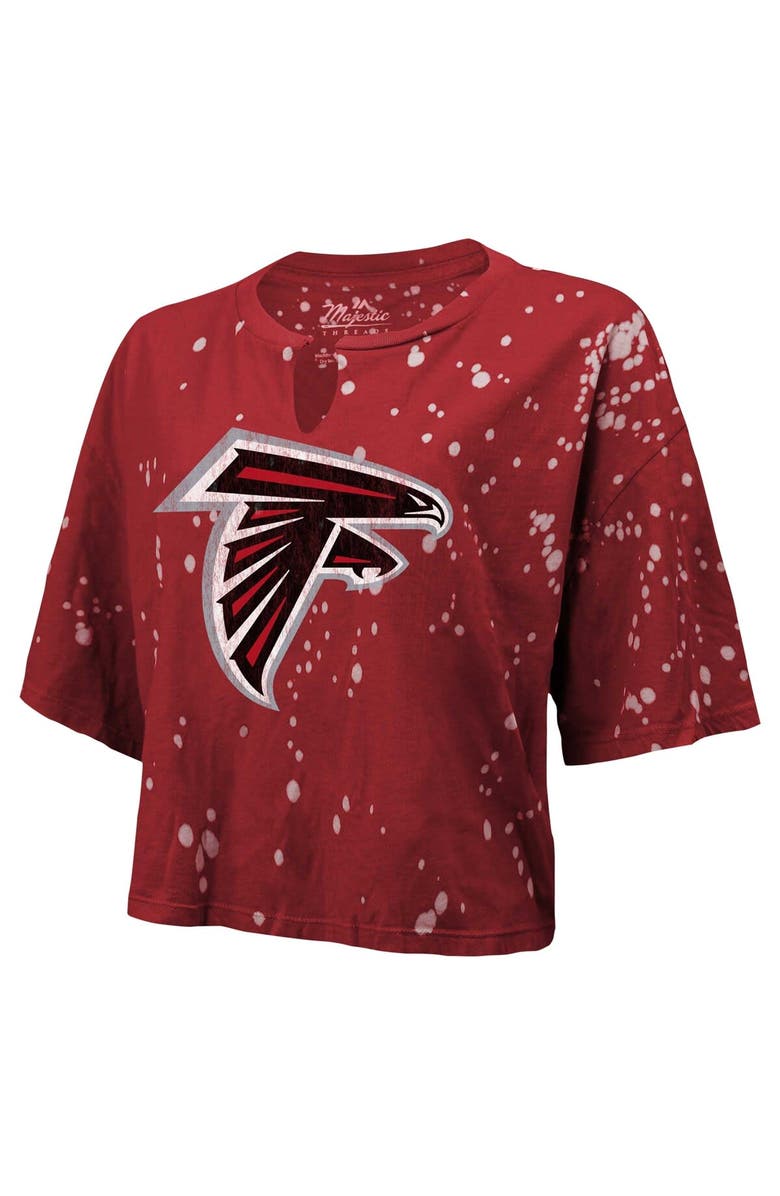 Majestic Threads Women's Majestic Threads Red Atlanta Falcons Bleach Splatter Notch Neck Crop T-Shirt, Alternate, color, 
