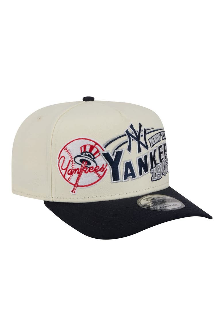 Men's New Era  Cream/Navy New York Yankees Classic A-Frame 9FIFTY Snapback Hat, Main, color, Cream