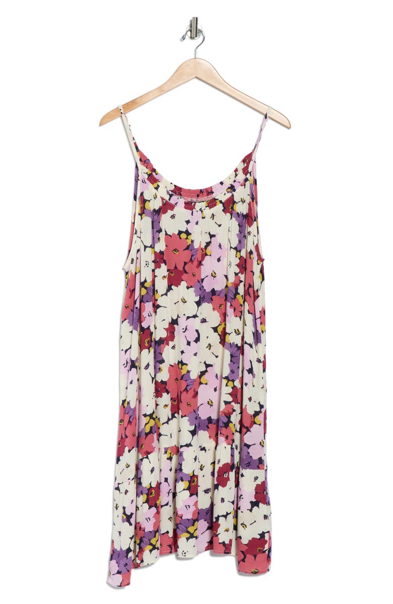 Bobeau Ruffle Neck Strappy Dress, Alternate, color, Lilca/ Ivory Floral