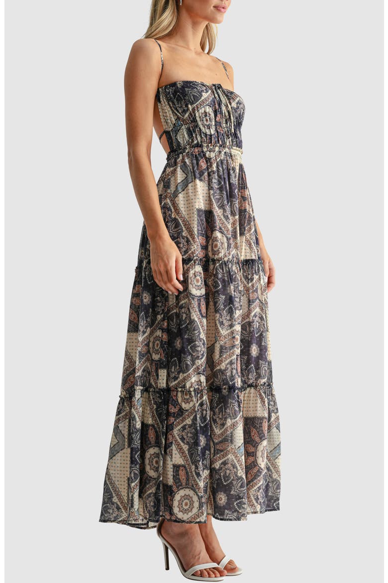Backless Tiered Maxi Dress, Alternate, color, CREAM MULTI