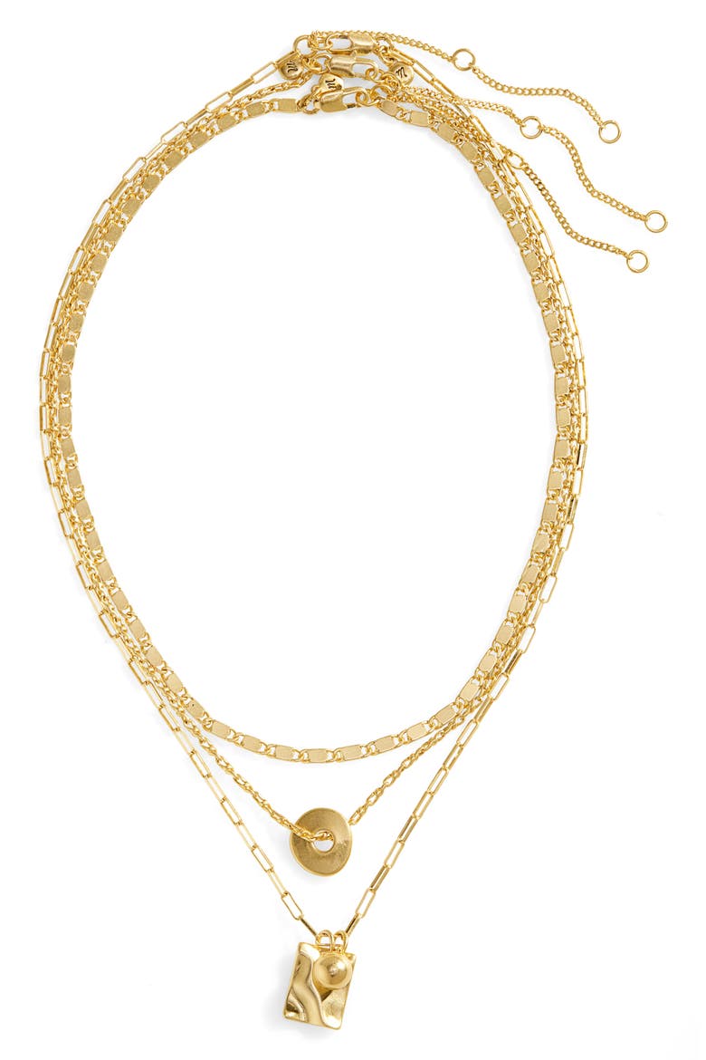 Set of Three Chain Necklaces, Main, color, VINTAGE GOLD