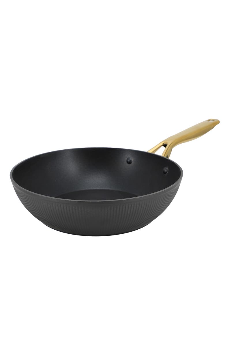 Abbottsford 11 Inch Nonstick Round Aluminum Wok, Main, color, Black
