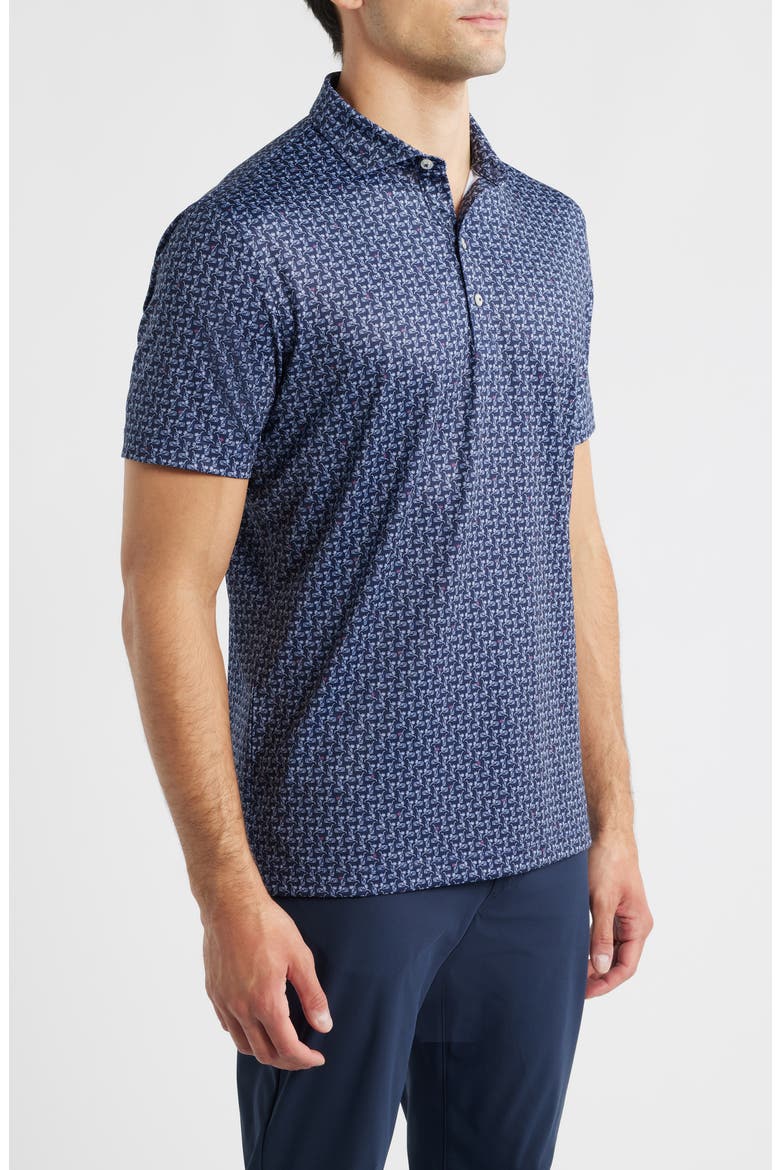 Minty Cocktail Print Performance Jersey Polo, Alternate, color, NAVY
