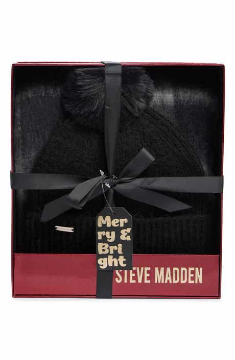 Ribbed Faux Fur Pompom Beanie & Scarf Set