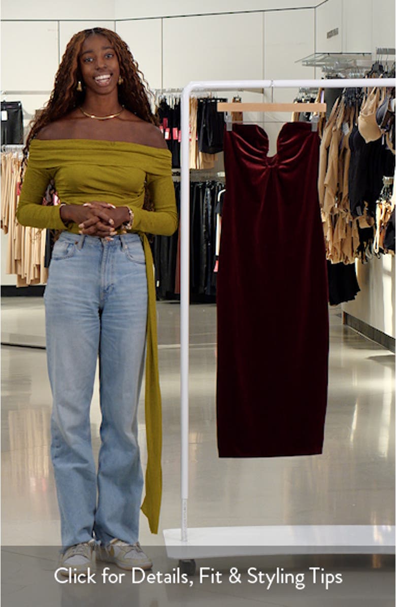 Arista Strapless Velvet Midi Dress, sales video thumbnail