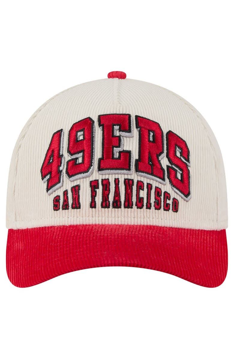 New Era Men's New Era  Cream/Scarlet San Francisco 49ers  Two-Tone Sided Corduroy 9FORTY A-Frame Adjustable Hat, Alternate, color, Cream