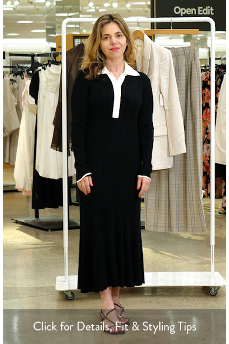 Long Sleeve Rib Polo Sweater Dress video