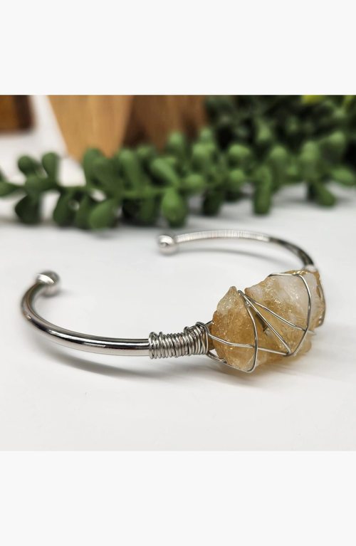 Humanist Beauty Gemstone Wire-wrapped Bracelet In Citrine/white Gold